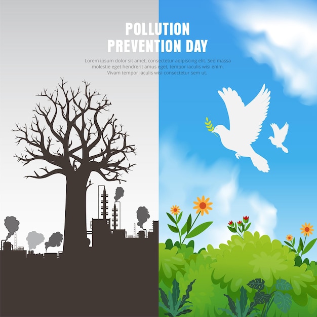 National pollution control day design background vector World pollution prevention day design background vector