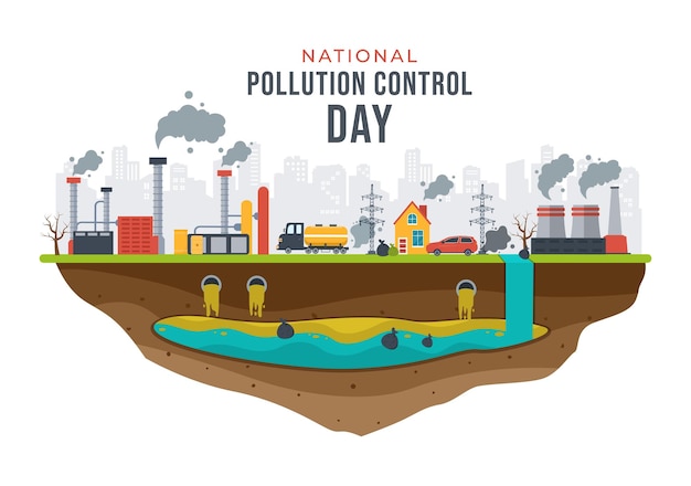 National Pollution Prevention Day for Awareness Campaign in Template Hand Drawn Cartoon Illustration