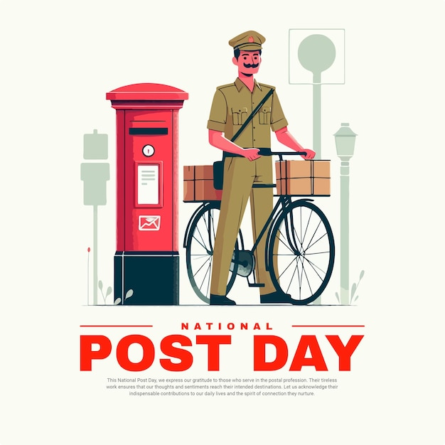 Vector national post day and world postal day social media post banner template