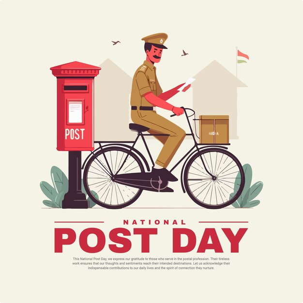 Vector national post day and world postal day social media post banner template