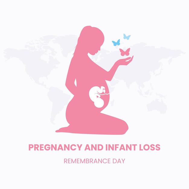 National Pregnancy and Infant Loss Remembrance Day Pregnant woman with pink and blue butterflies