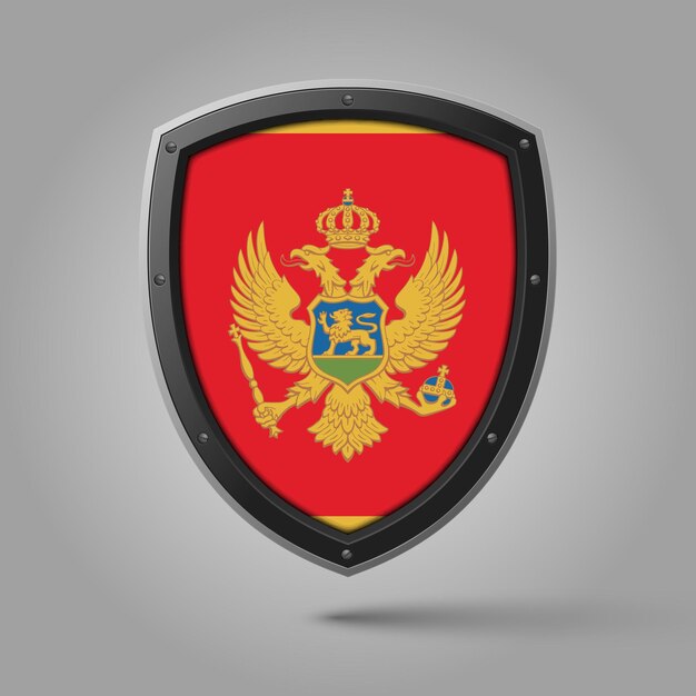 Vector national shield of montenegro flag with original color