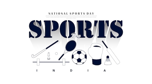 national sports day of india.  vector illustration of different sports icon