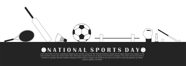 national sports day of india.  vector illustration of different sports icon