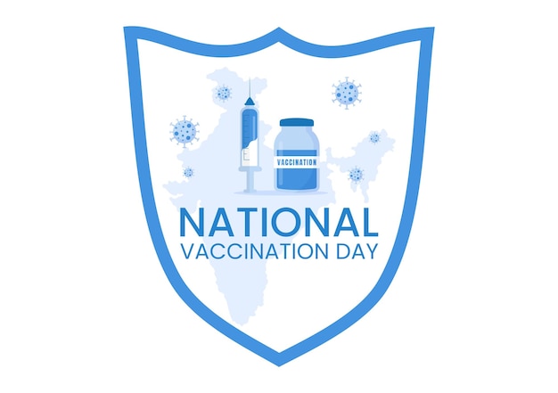 National Vaccination Day Illustration with Vaccine Syringe for Strong Immunity in Hand Drawn