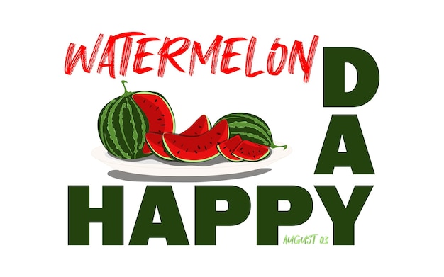 National Watermelon Day poster with calligraphy lettering isolated on white background