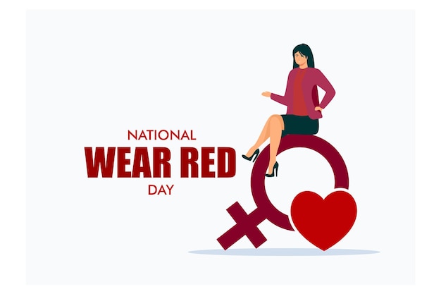 National Wear Red day on February 7th flat vector modern illustration