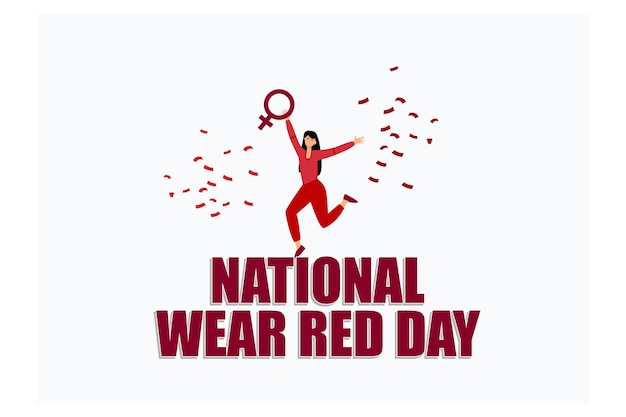 National Wear Red Day First Friday in February Holiday concept flat vector modern illustration