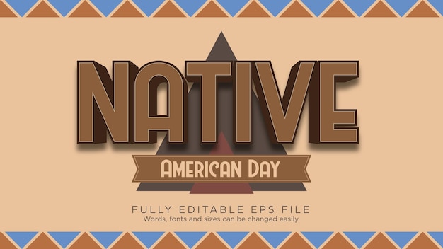 Native American Day Text Effect Font Type Vector Simple Background