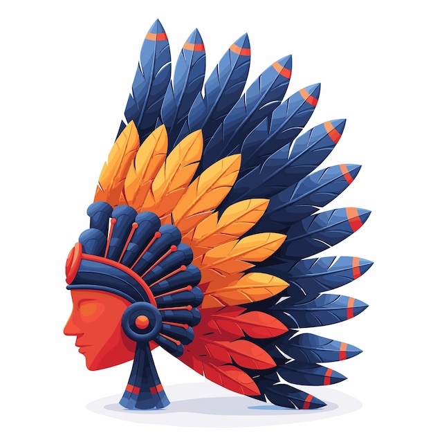 Vector native american indian headdress with feathers vector illustration