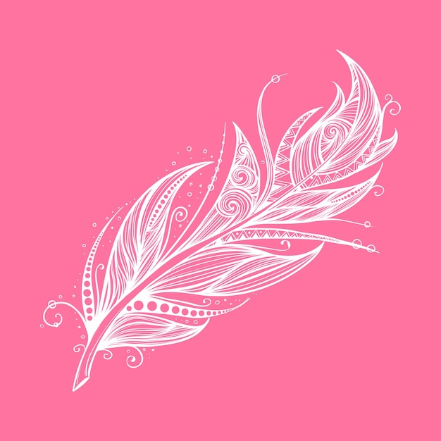 Native American Indian talisman Vector tribal feathers on pink background