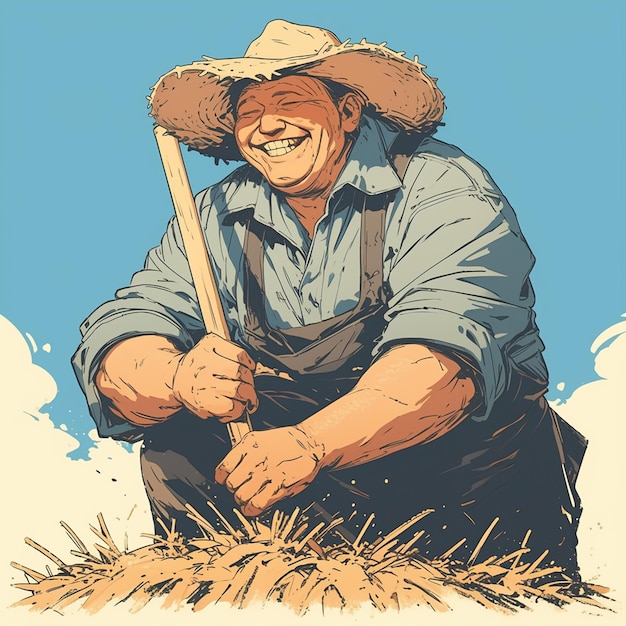 Native American Male Farmer in His 50s Plowing a Field