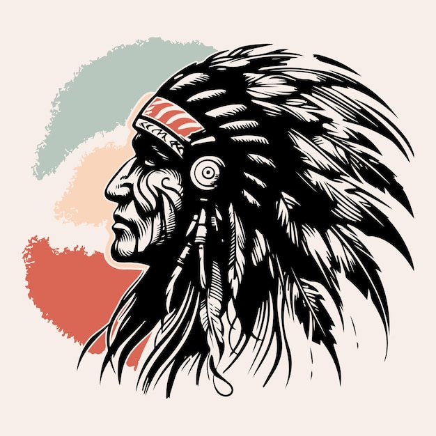 Vector native american with painted face