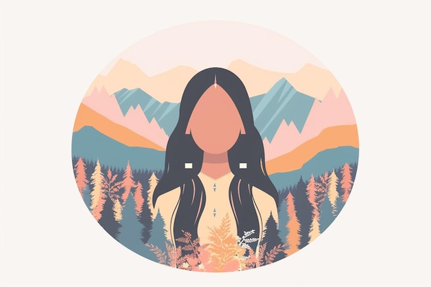 Native American Woman Vector Design