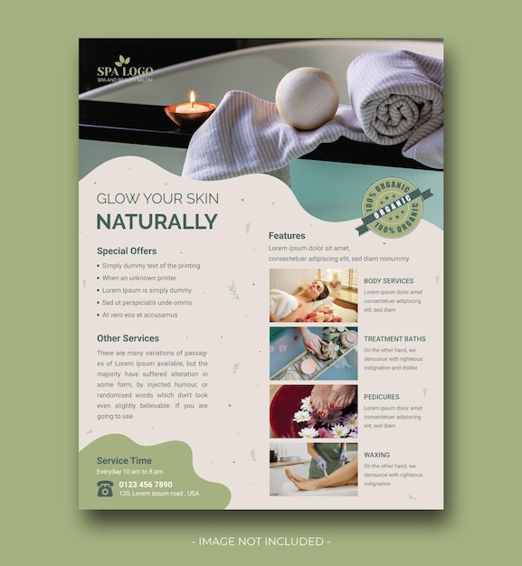 Natura spa and beauty care flyer template