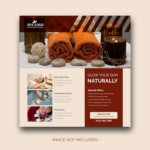 Natura spa and beauty care square banner social media post template