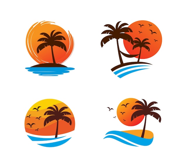 Natural Beach Logo or Icon Template Design