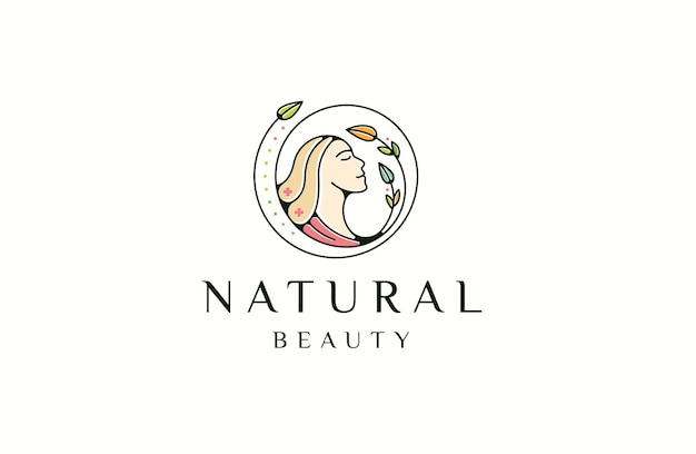 Natural beauty face women logo icon design template flat vector illustration