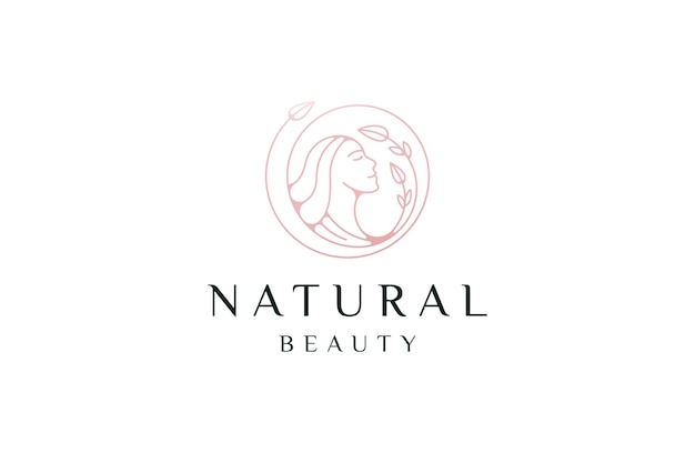 Natural beauty face women logo icon design template flat vector illustration