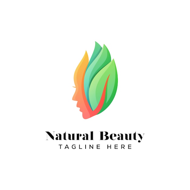 Natural beauty girl logo template