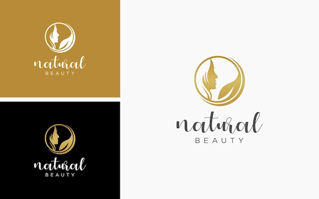 natural beauty logo beautiful girl face for spa or skin care business vector