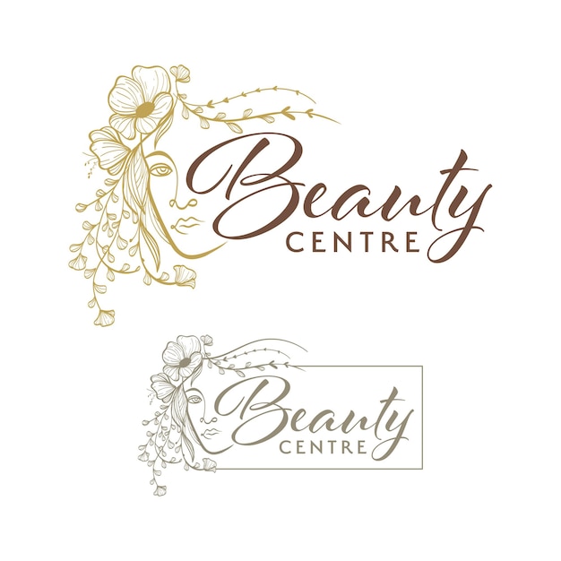 Natural beauty skin care logo with woman face