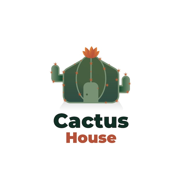 Natural Cactus House Illustration Logo