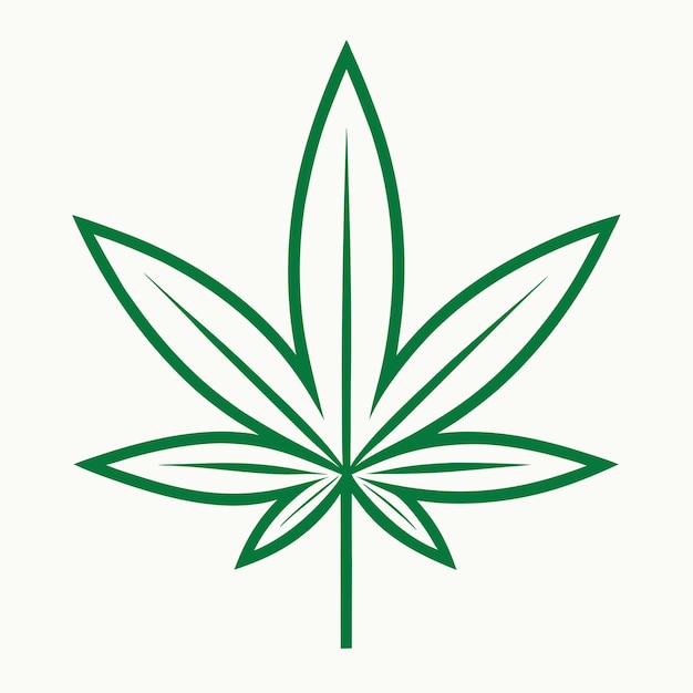 natural cannabis leaf line art logo design vector art and illustration