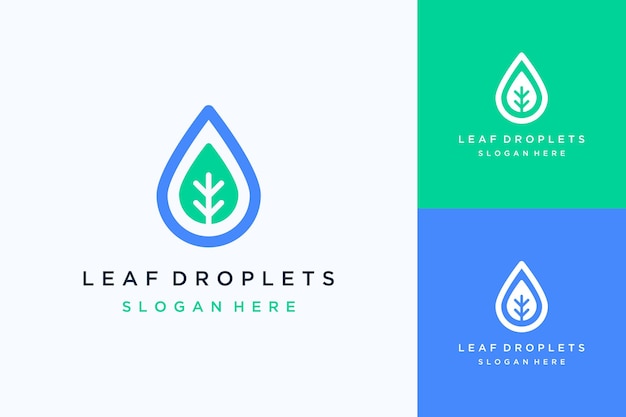 natural design logo or water droplets and leaves