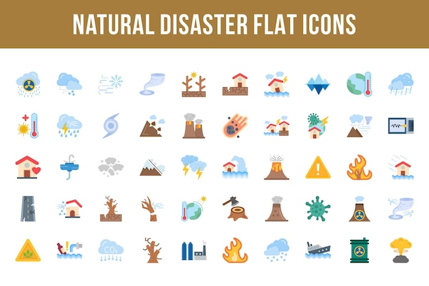 Natural Disaster Flat Multicolor Icons