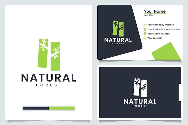 Natural forest, green, logo design and business card