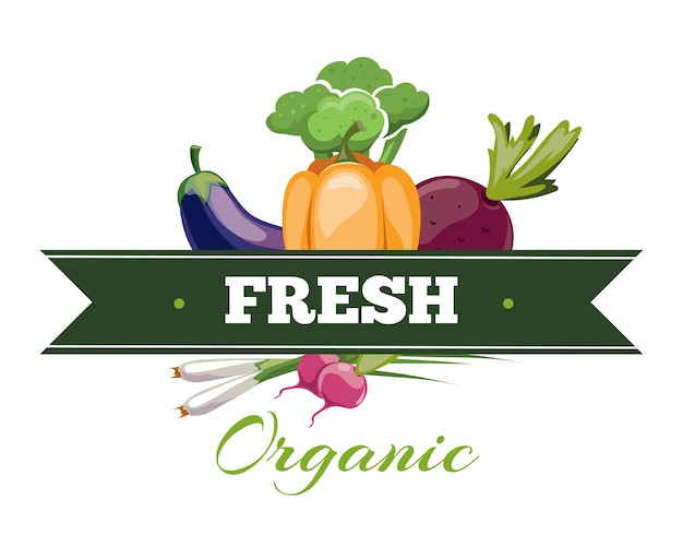 Vector natural fresh food, vegetables logo badge 