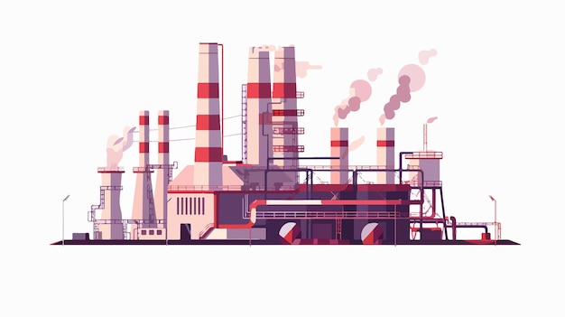 Natural Gas Power Plant Station Vector Illustration