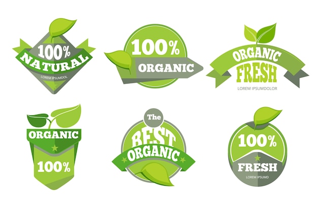 Natural green organic eco labels.