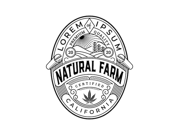 Natural Hemp Farm Logo Badge Design