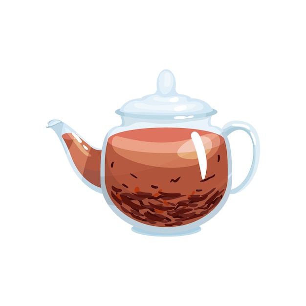 Natural herbal tea in a glass transparent teapot vector Illustration