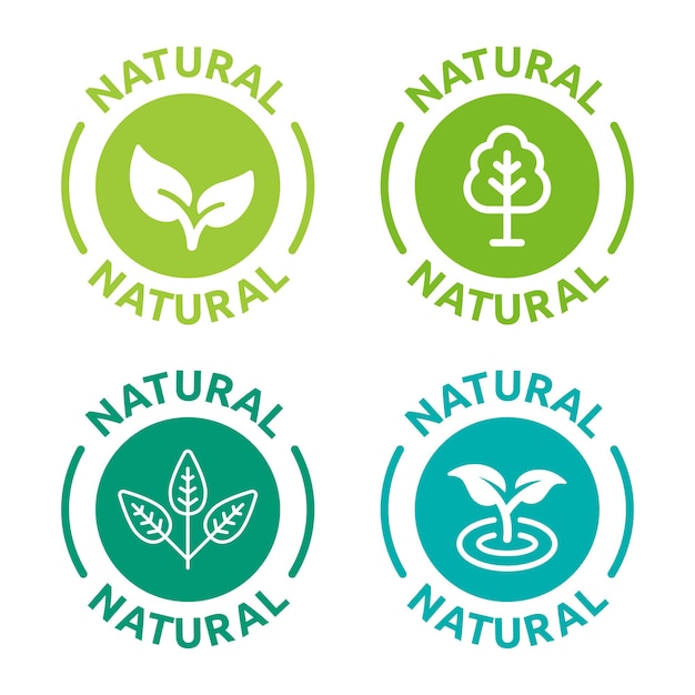 Natural label icon vector set with leaf and tree symbol certified sticker illustration.