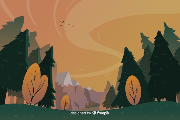 Natural landscape background flat design