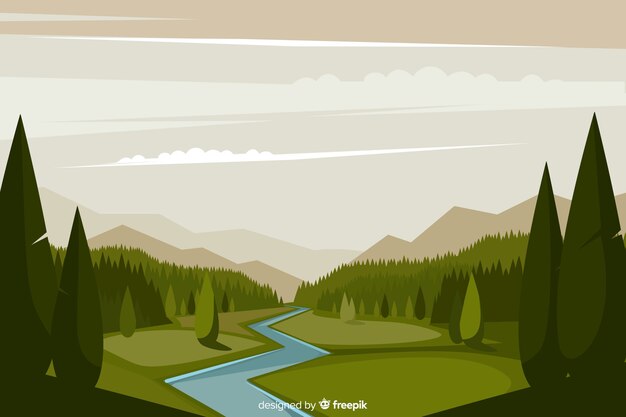 Vector natural landscape background flat design