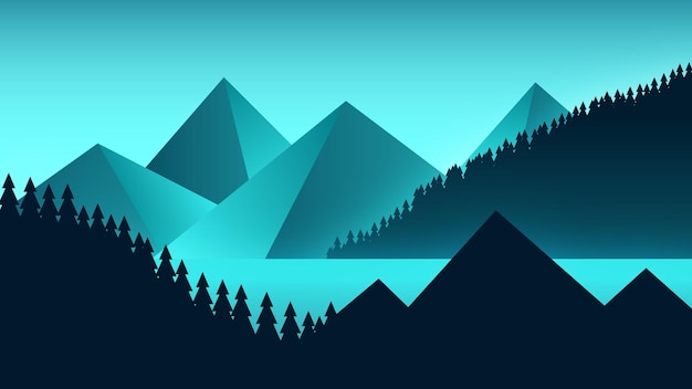 Natural landscape with mountain and foresat vector art