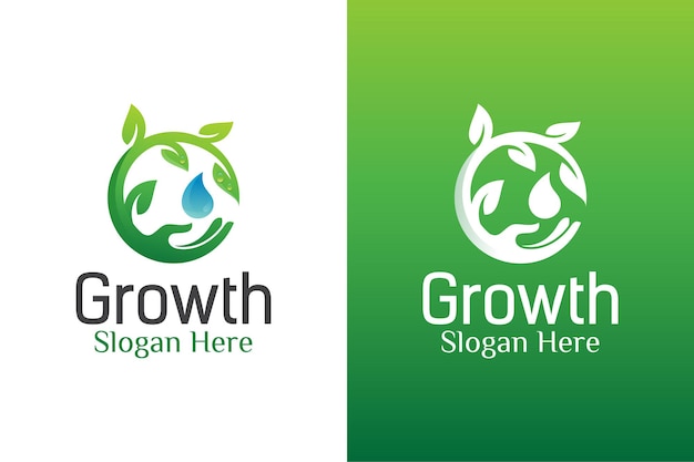 Natural leaf care and water drop ecology logo.