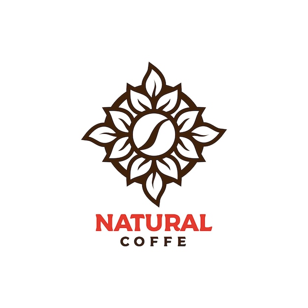 natural leaf coffee bean shop logo vector