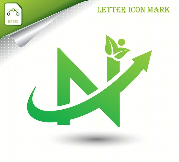 Natural letter N with eco logo design template