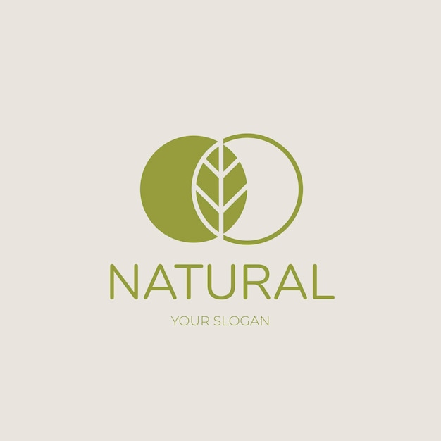 Natural logo design with tree leaf in circle in green color