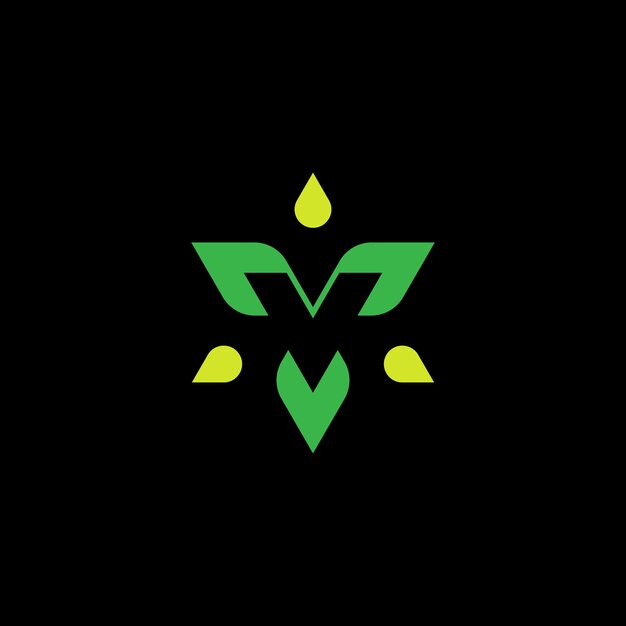 Vector natural logo with a green theme, forming the letter v in negative space.