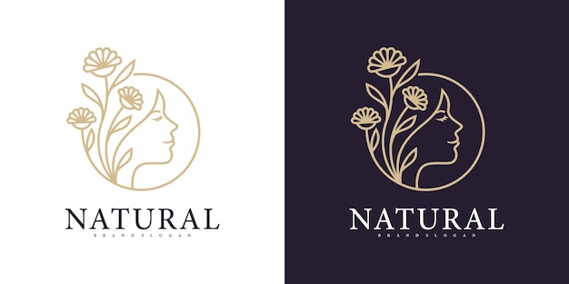 Natural logo for woman with a unique concept Premium Vector