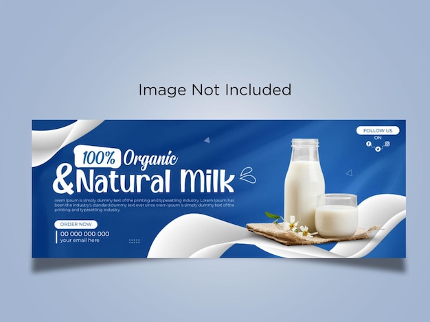 natural milk Facebook social media banner template premium vector