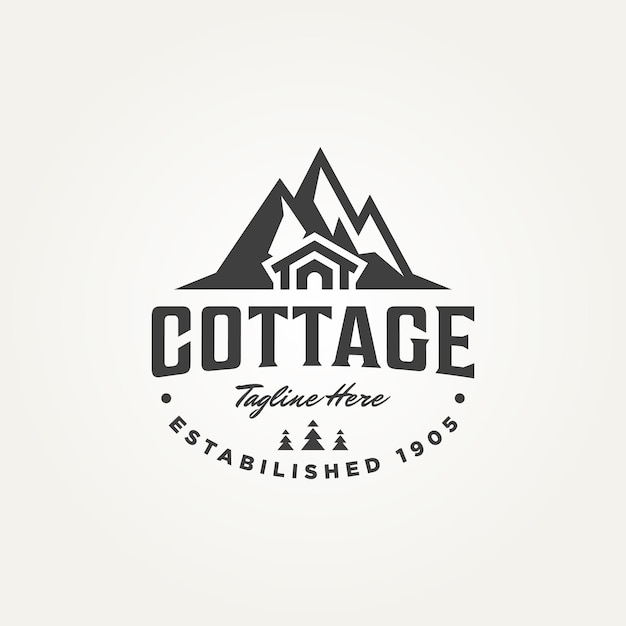 Natural mountain cottage icon logo template vector illustration design classic minimalist real estate forest cabin log cottage logo concept