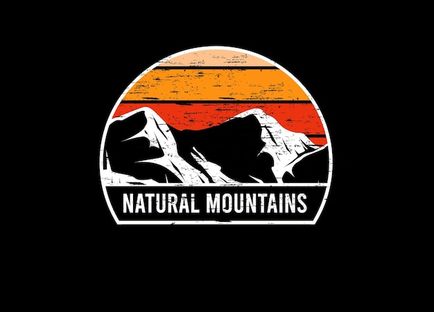 Natural mountains retro vintage landscape design