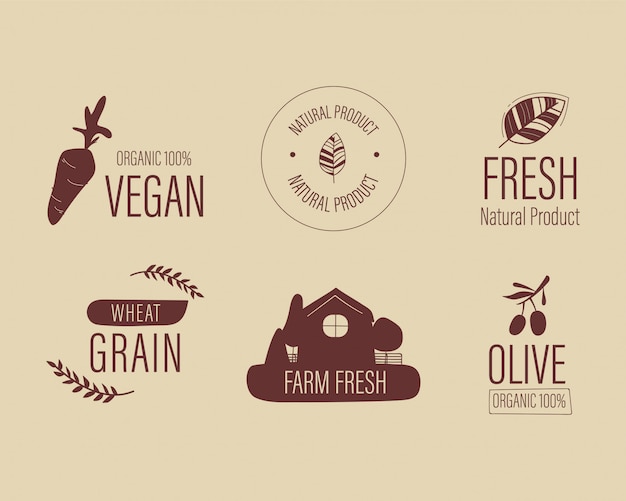 Natural organic farm fresh food logo.